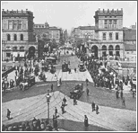 The Friedrichstrasse was Berlin's center of entertainment, where Du Bois frequently went to sit in cafés and attend plays. This 1895 photograph shows the view from the Hallesches Tor. 