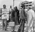 National Association for the Advancement of Colored People (naacp) members picket a school construction site at Thirty-first and Dauphin streets in Philadelphia’s predominantly African American Strawberry Mansion neighborhood to protest discrimination against African Americans in the building trades, May 27, 1963. Neighborhood residents and civil rights activists from throughout the city joined the protests.