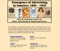 screen captor of Emergence of Advertising in America homepage
