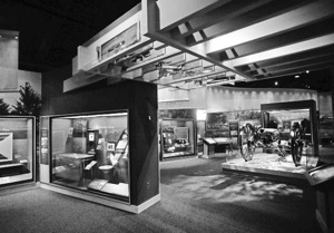 The gallery space in the Gettysburg Museum of the American Civil War integrates military and social history into a single interpretive experience. Battlefield artifacts are not segregated from home front exhibits, as seen by the juxtaposition of the “The War Comes Home” case (in the foreground) and the displays around it that focus on the military side of the 1863 Pennsylvania Campaign. Courtesy Gettysburg Museum of the American Civil War.