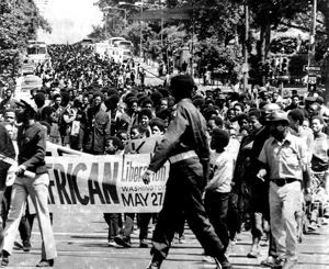The first African Liberation Day, May 27, 1972, featured simultaneous demonstrations in Washington, D.C., San Francisco, and the Caribbean that drew a total of sixty thousand demonstrators in support of indigenous rule in Africa. This photo is from the Washington, D.C., demonstration. ©Washington Post; reprinted by permission of the District of Columbia Public Library.