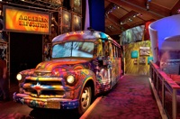 After passing through “The Sixties,” the introductory section of the Museum at Bethel Woods Center for the Arts, visitors arrive at the “Bus Experience,” the focal point of the museum’s next section, “The Woodstock Festival Is Born.” Courtesy Bethel Woods Center for the Arts.