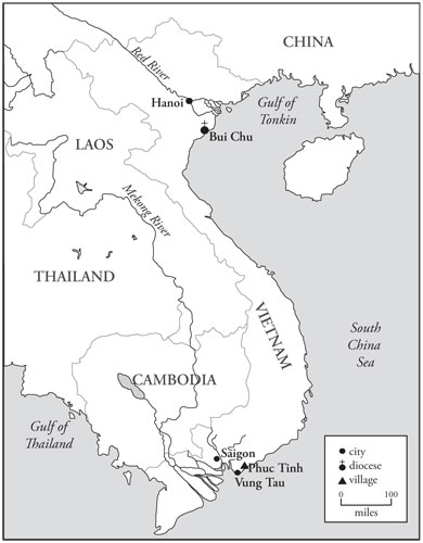 Map of locations from which Vietnamese residents of New Orleans’s Village de L’Est migrated in the 1970s and 1980s.